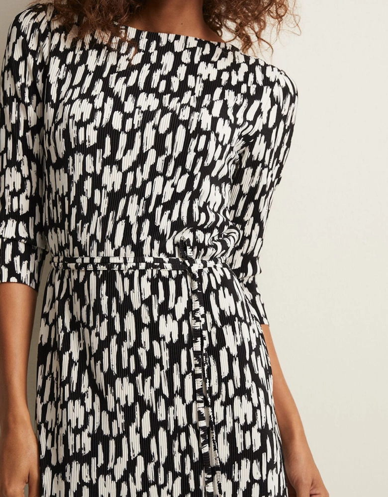 Jane Spotted Plisse Midi Dress