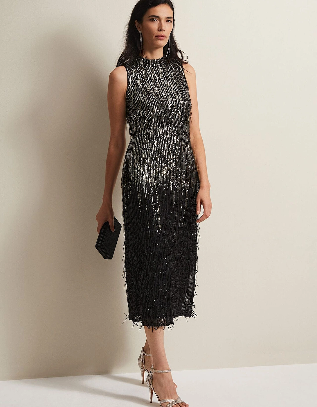 Clover Sequin Fringe Maxi Dress, 7 of 6