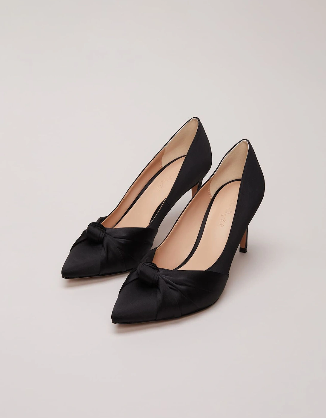 Black Satin Court Heels