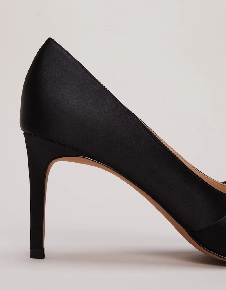 Black Satin Court Heels