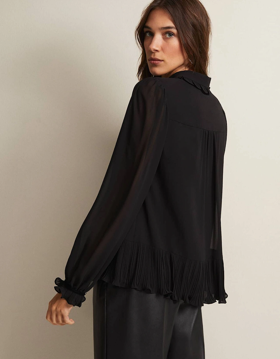 April Black Ruffle Blouse