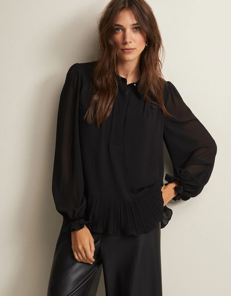 April Black Ruffle Blouse