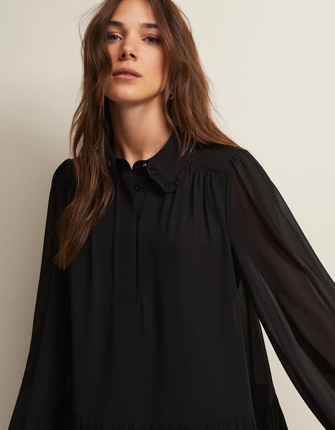 April Black Ruffle Blouse