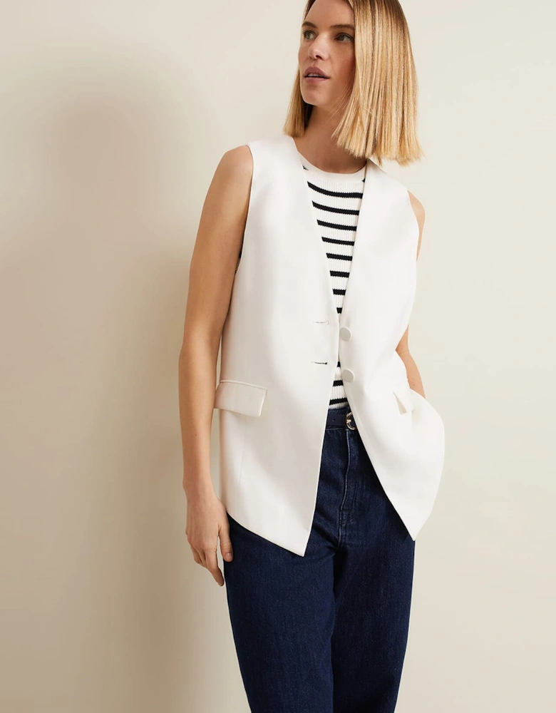 Inara White Longline Waistcoat