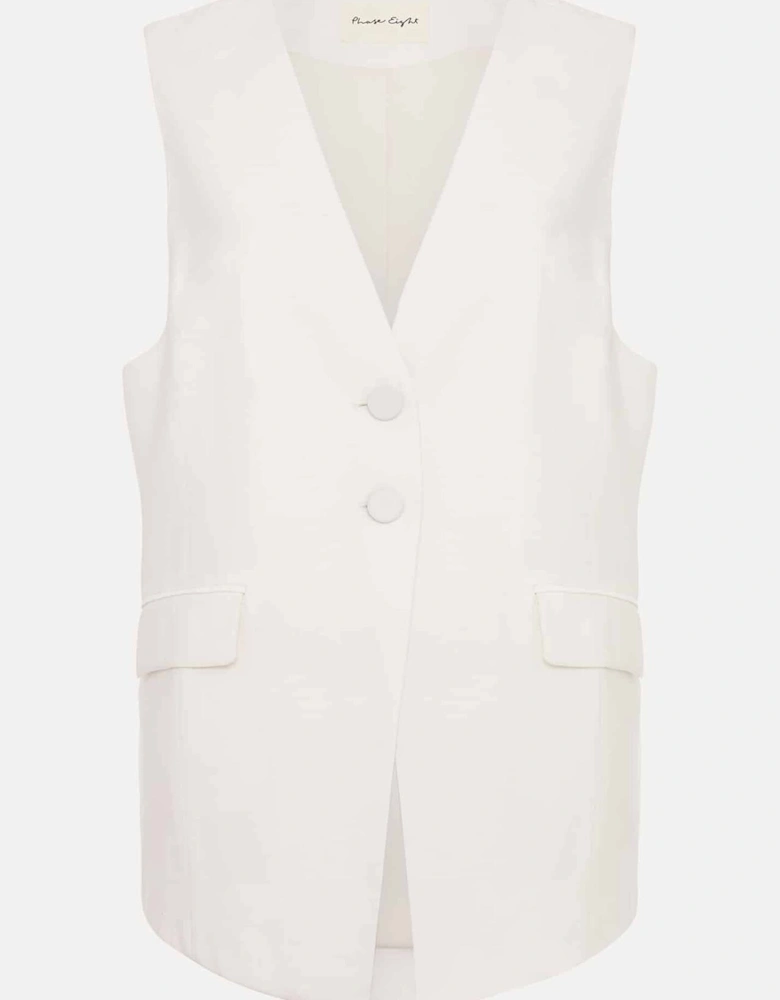 Inara White Longline Waistcoat