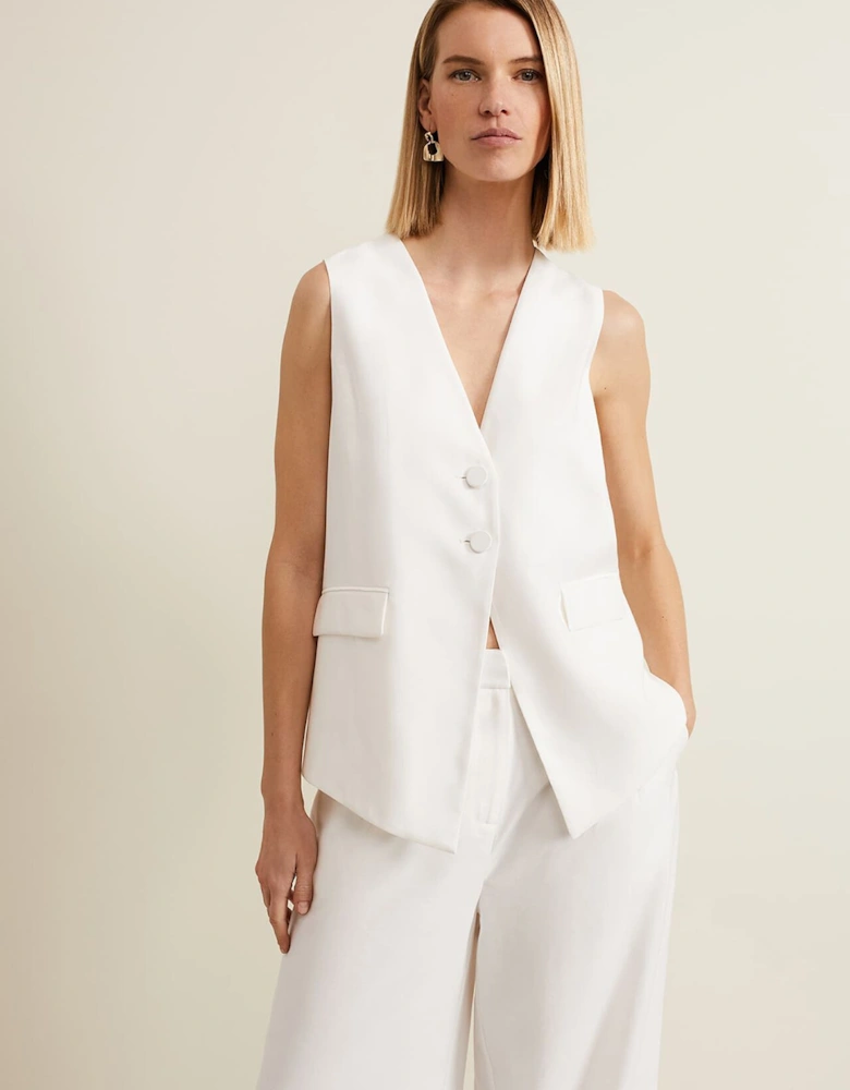 Inara White Longline Waistcoat