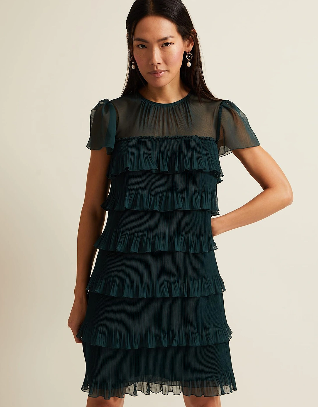 Mimi Dark Green Frill Mini Dress