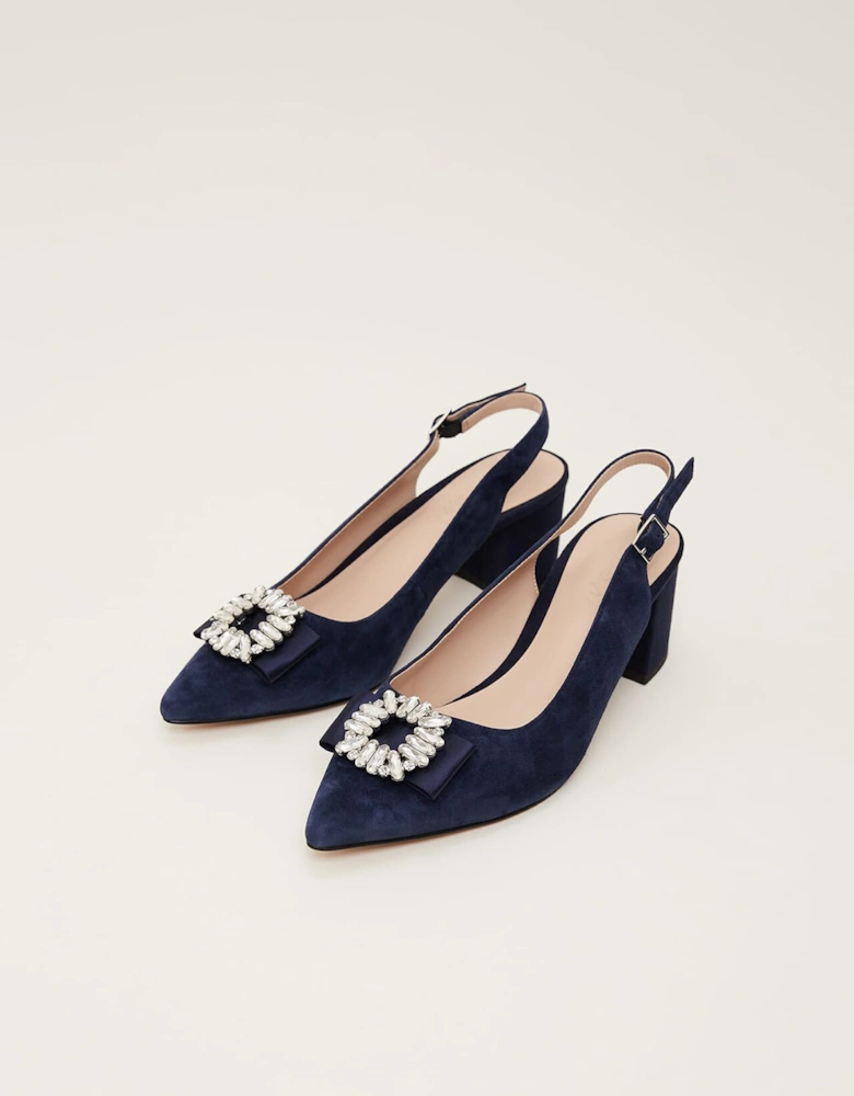 Embellished Toe Block Heel Slingback