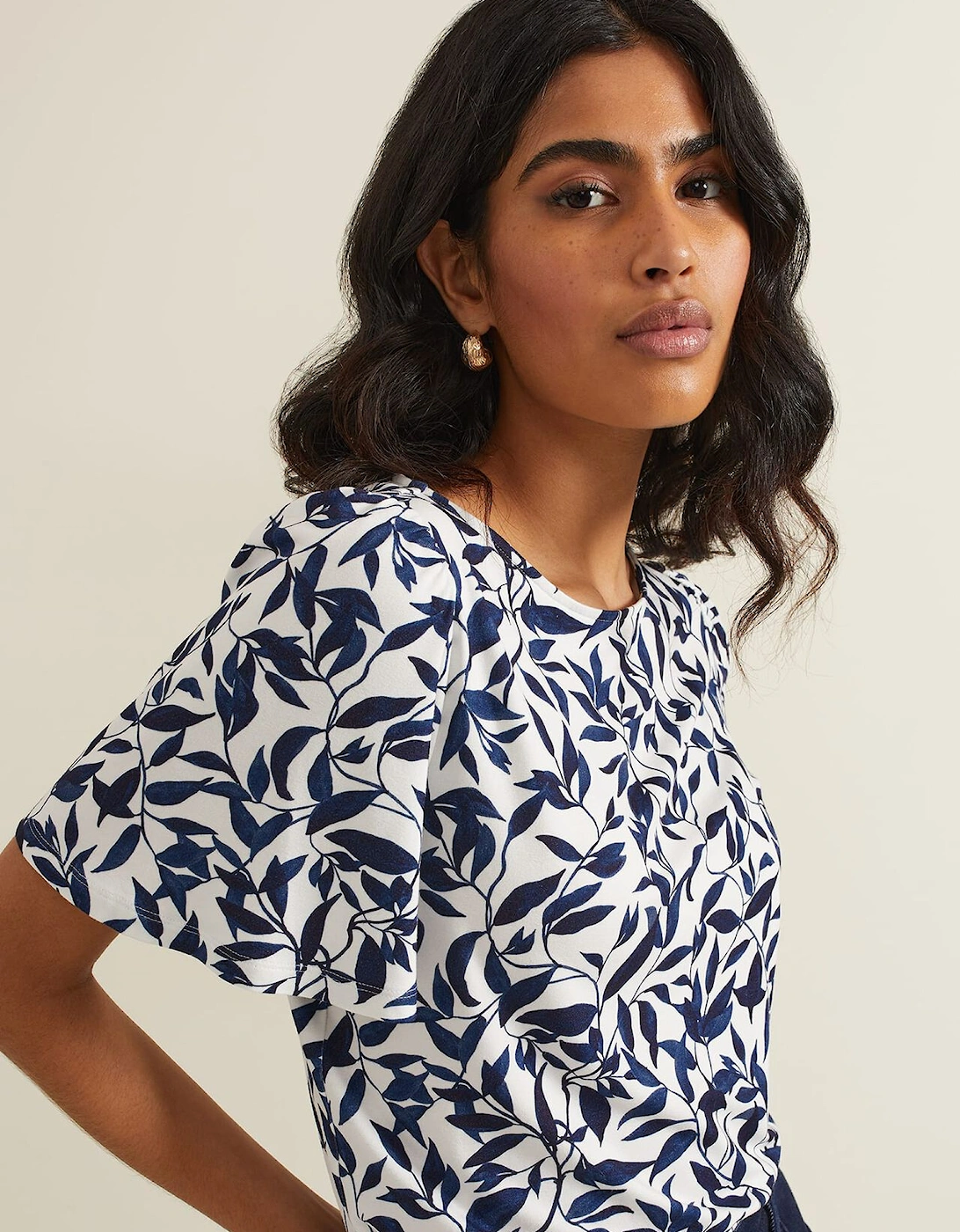 Nayana Leaf Print Top, 7 of 6