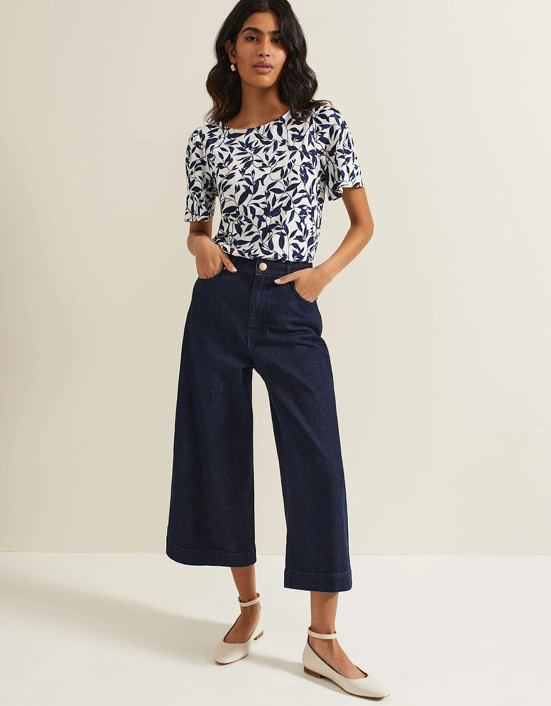Nayana Leaf Print Top