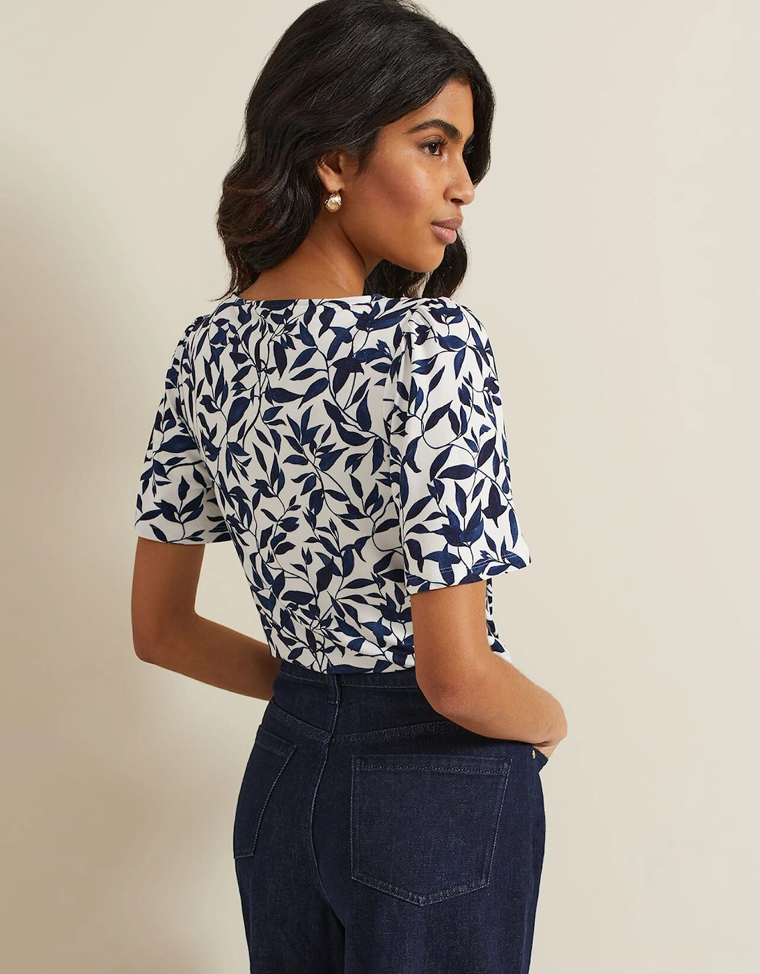 Nayana Leaf Print Top