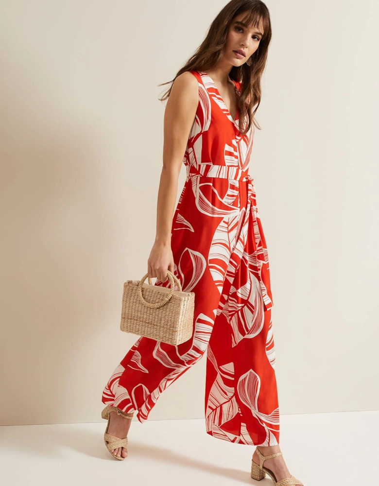 Suzie Leaf Print Jumpsuit