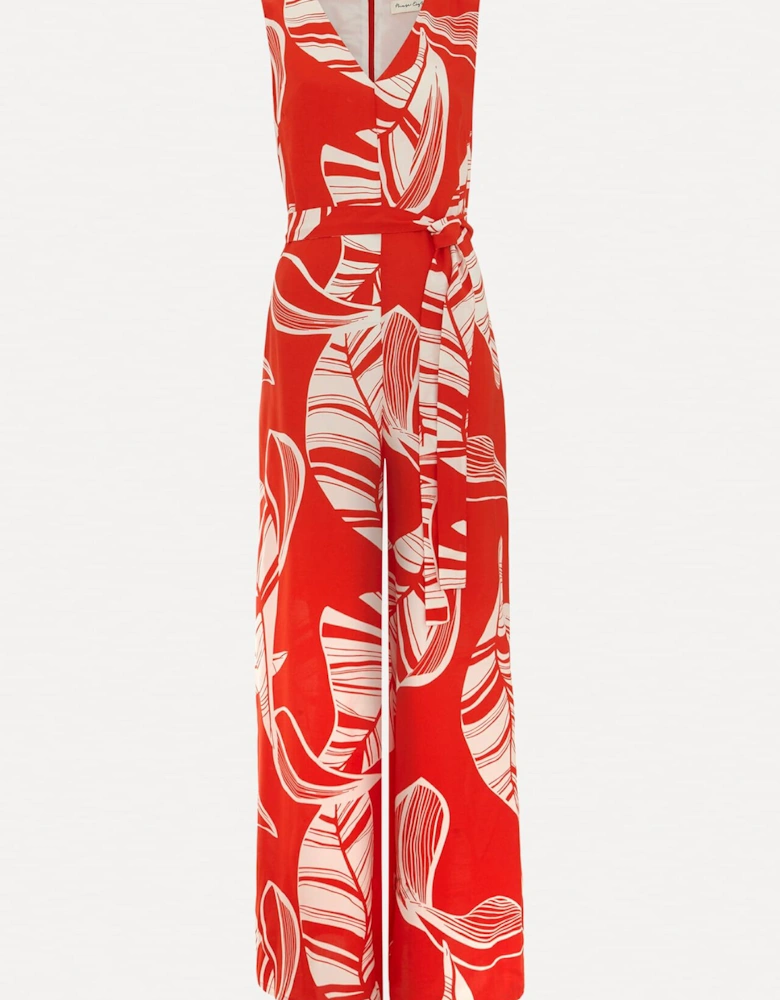 Suzie Leaf Print Jumpsuit