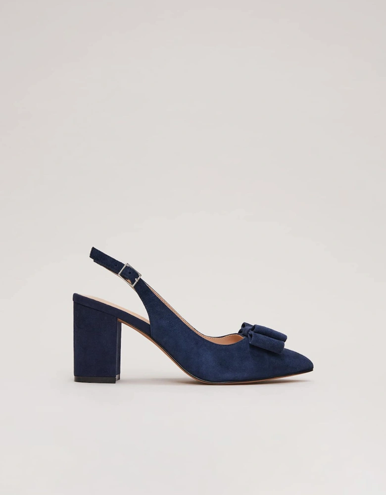 Bow Front Slingback Block Heel Shoes