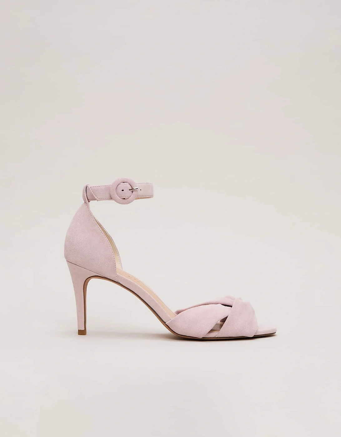 Suede Twist Ankle Strap Heeled Shoes, 2 of 1