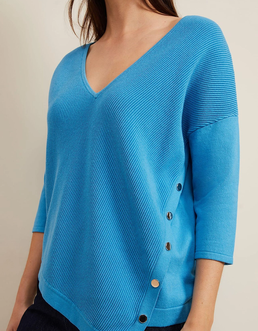 Georgia Ribbed Asymmetric Button Jumper