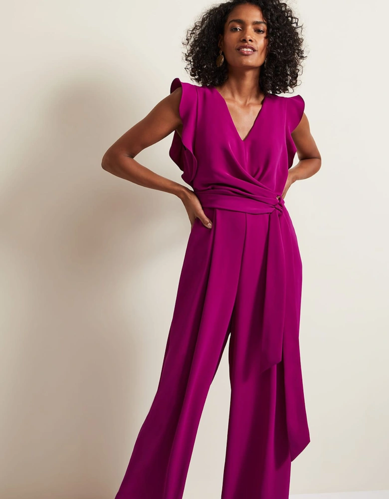 Ayla Magenta Ruffle Wrap Jumpsuit