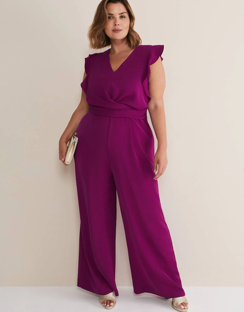 Ayla Magenta Ruffle Wrap Jumpsuit