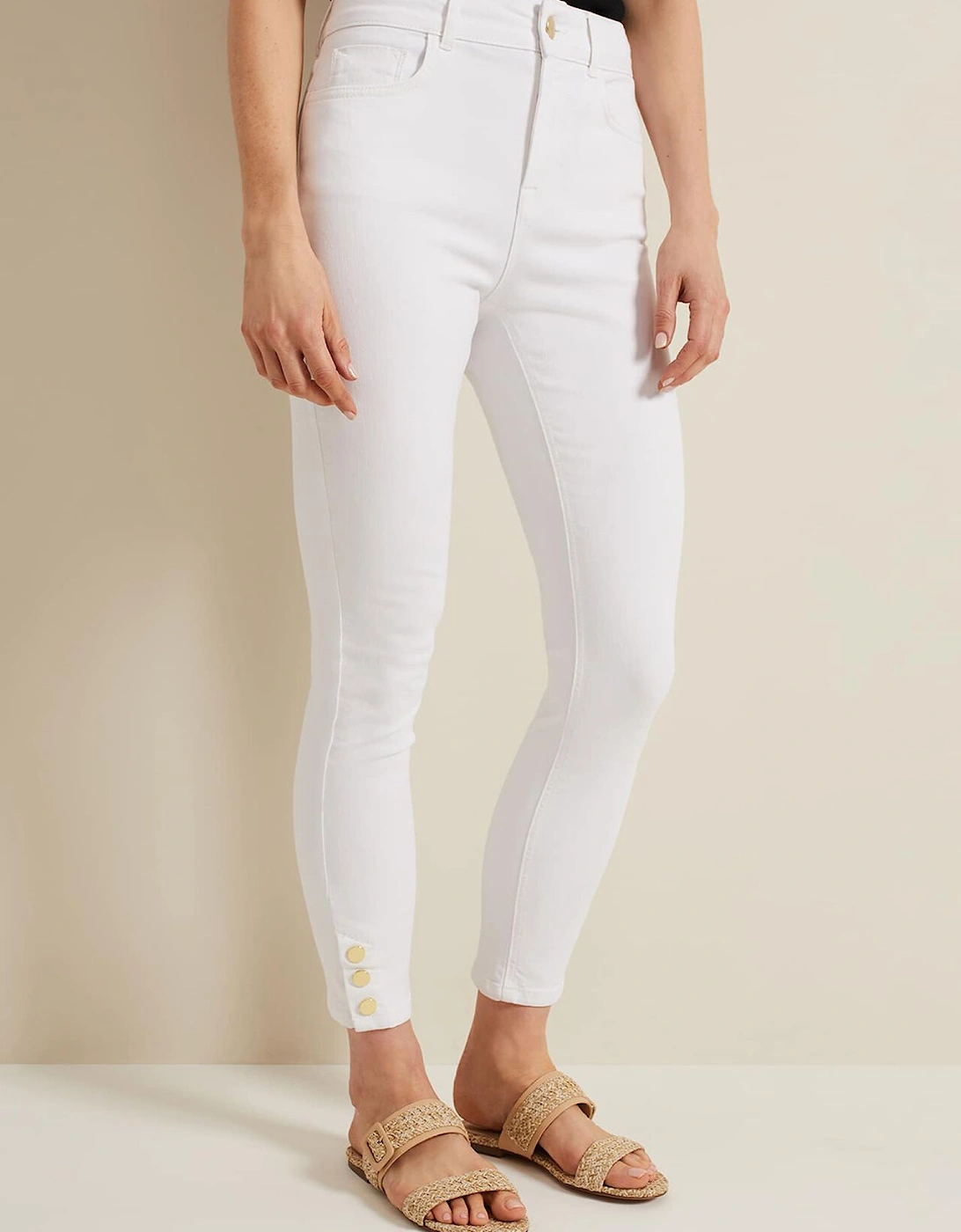 Joelle White Button Detail Skinny Jeans