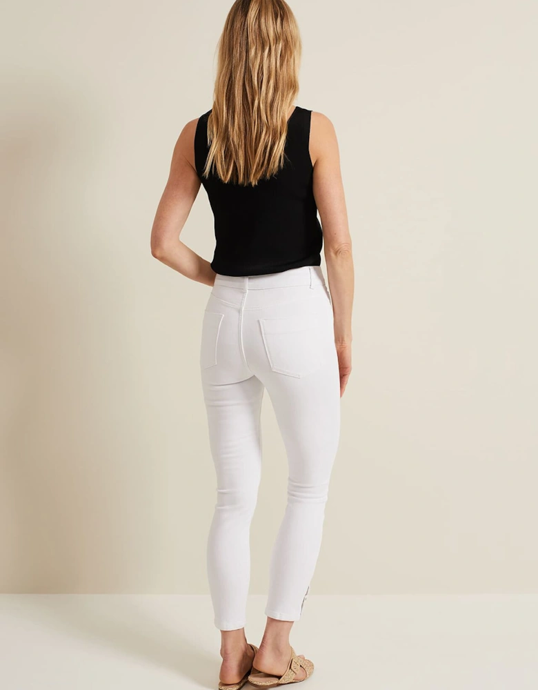 Joelle White Button Detail Skinny Jeans