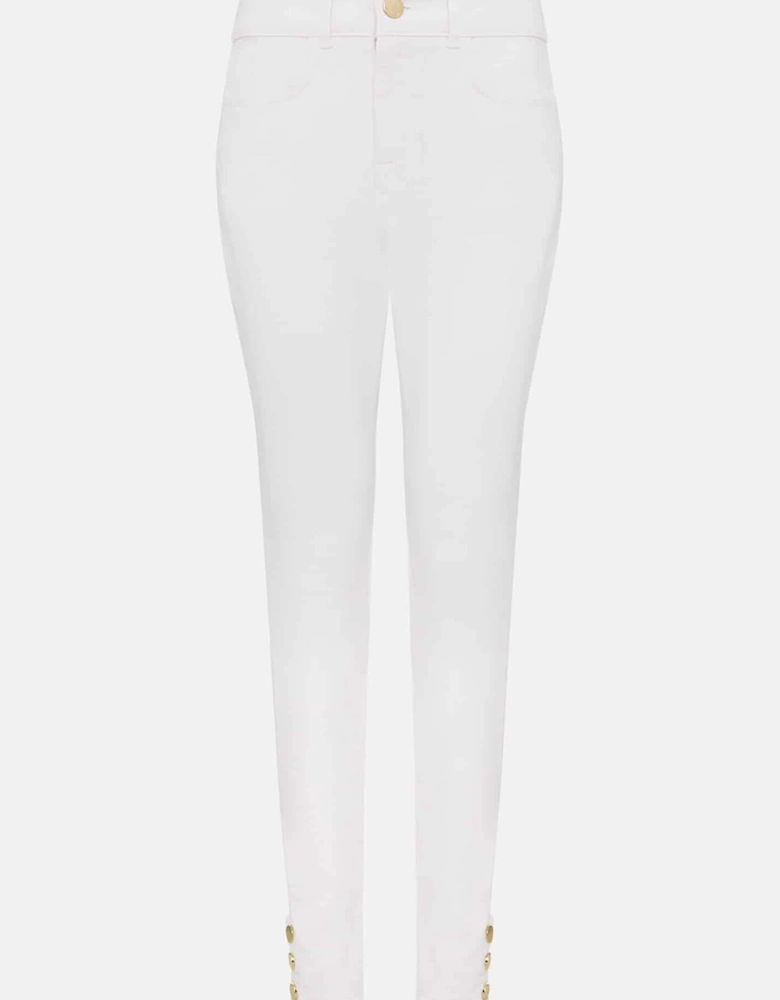 Joelle White Button Detail Skinny Jeans