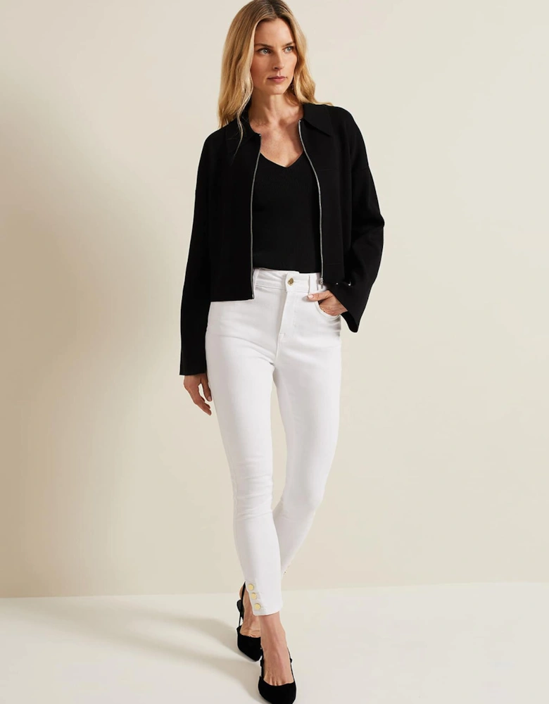 Joelle White Button Detail Skinny Jeans