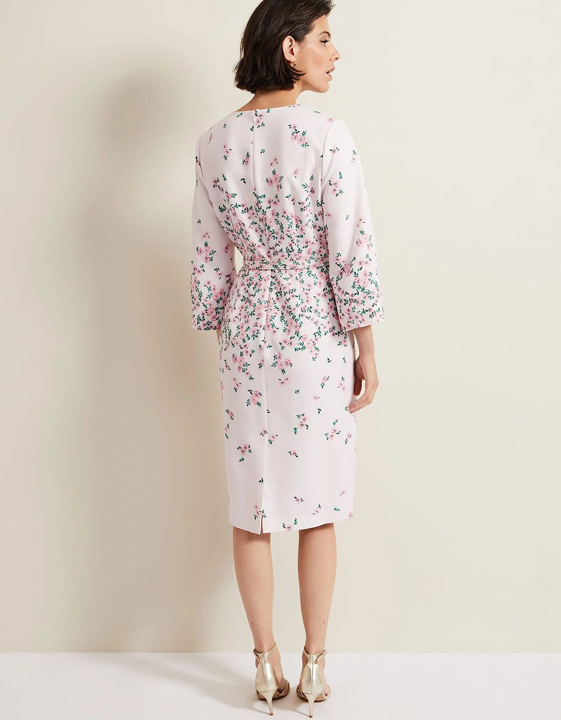 Giovanna Floral Belted Split Sleeve Dress