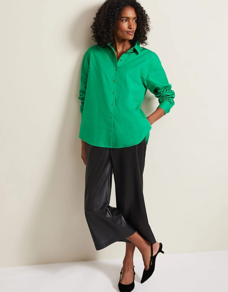 Green Cotton Oversized Shirt