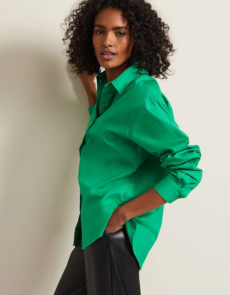 Green Cotton Oversized Shirt