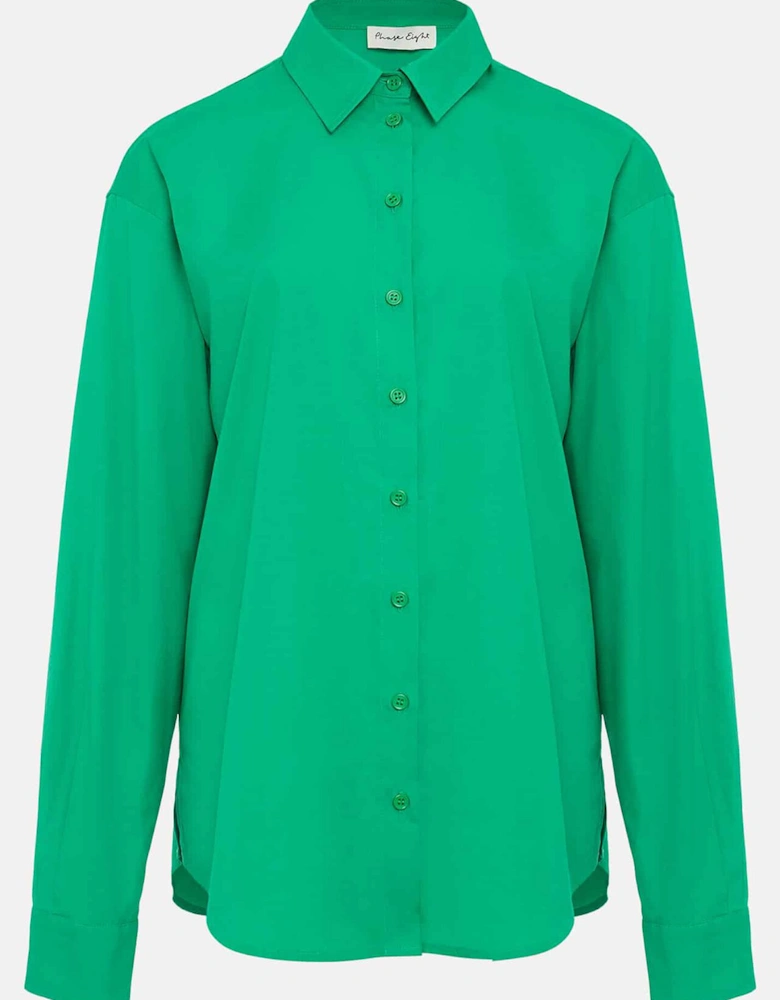 Green Cotton Oversized Shirt