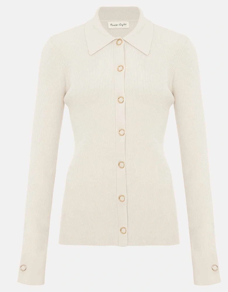 Irina Ribbed Button Detail Knit Top