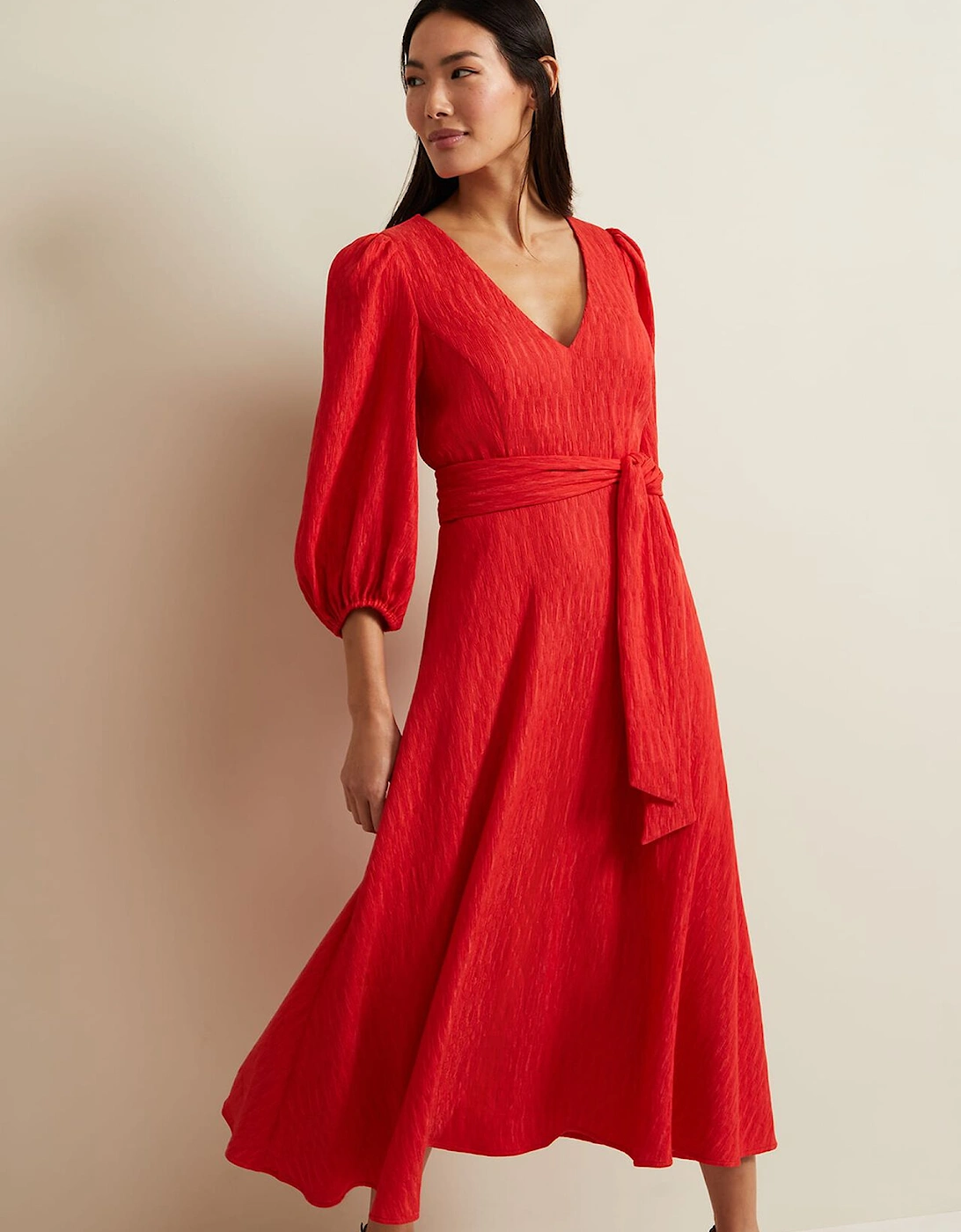 Marilyn Puff Sleeve Midi Dress