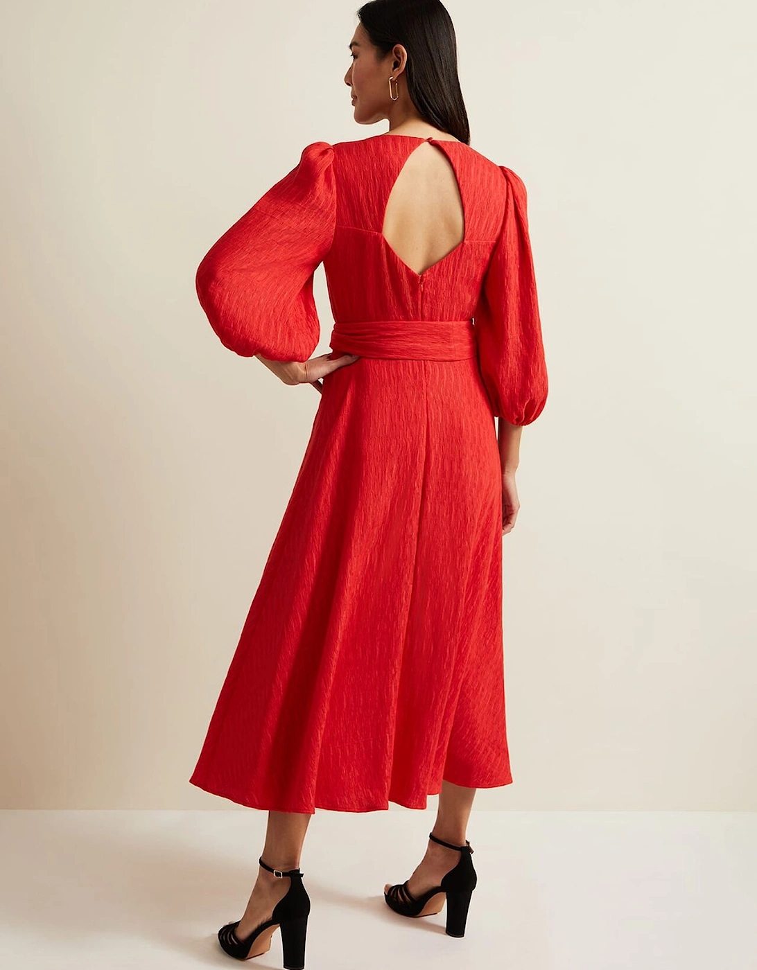 Marilyn Puff Sleeve Midi Dress