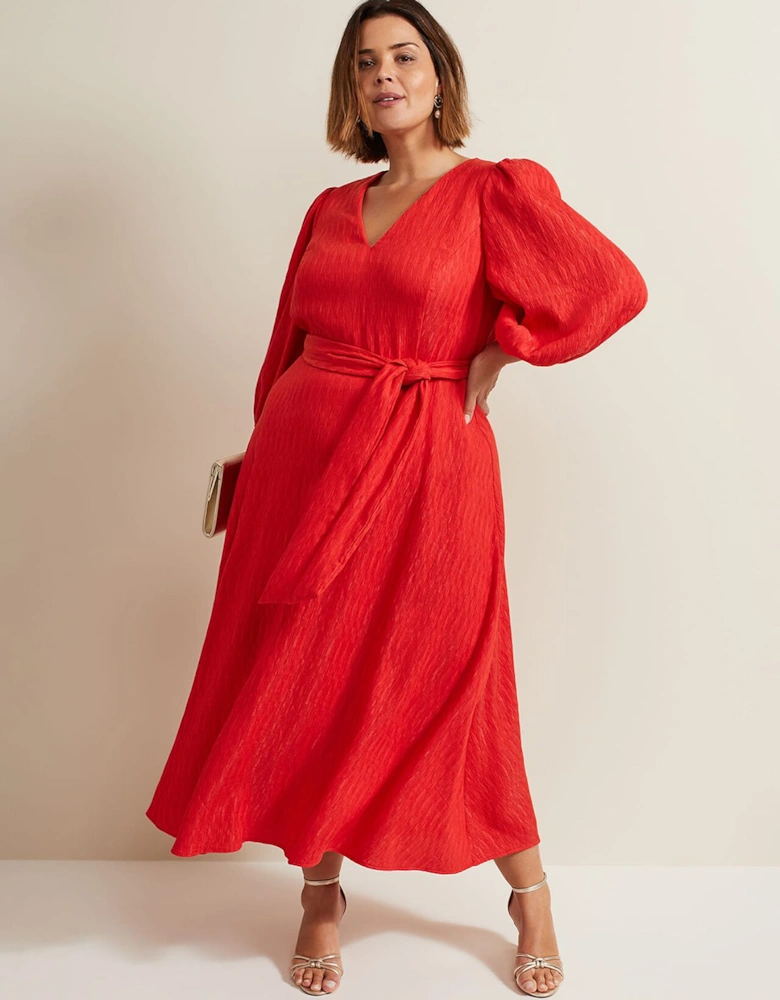 Marilyn Puff Sleeve Midi Dress