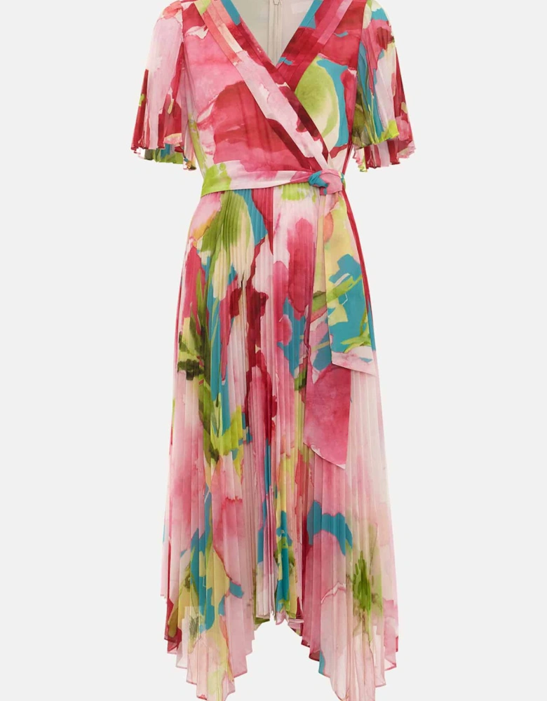 Kendall Floral Pleat Midi Dress