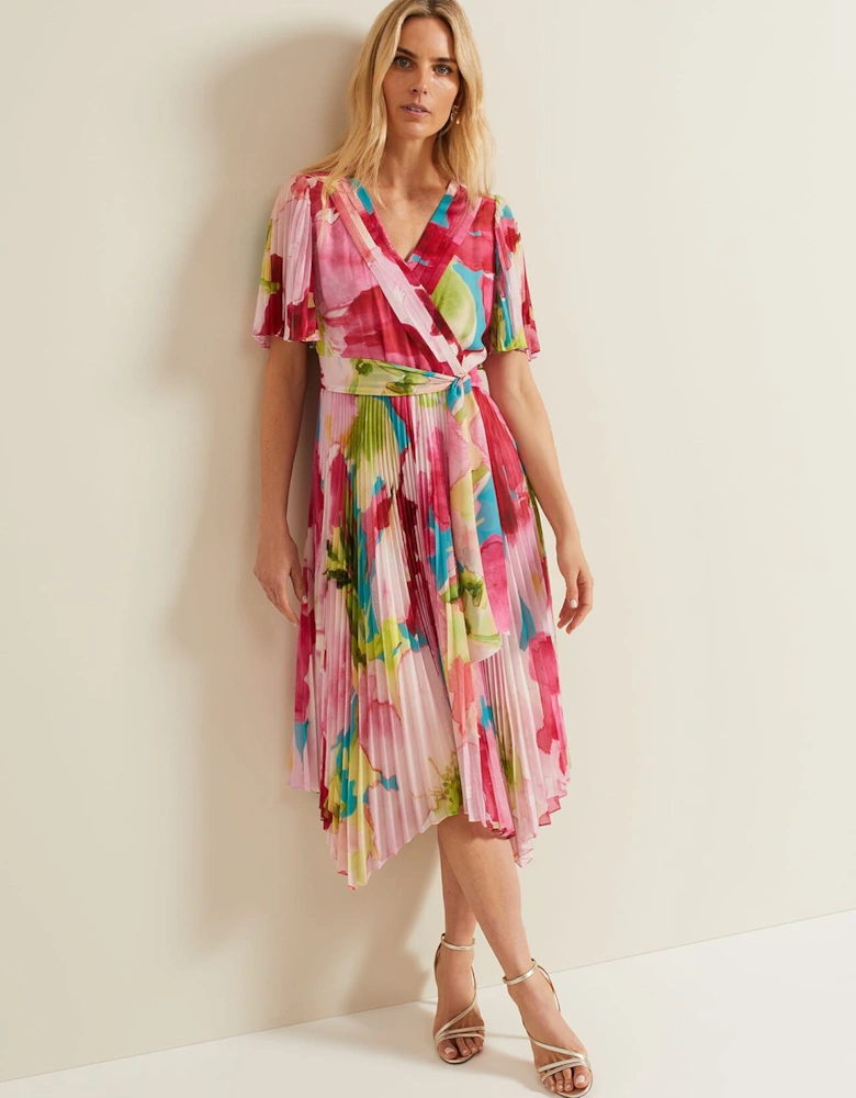 Kendall Floral Pleat Midi Dress