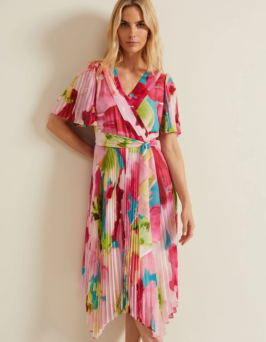 Kendall Floral Pleat Midi Dress