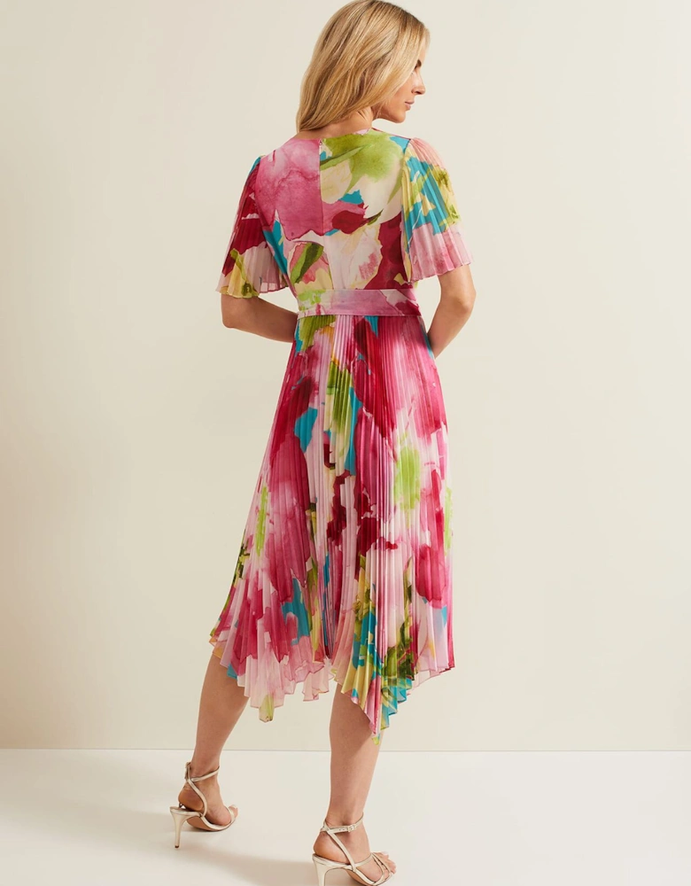 Kendall Floral Pleat Midi Dress