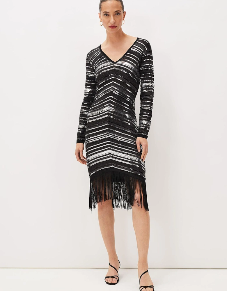 Sibylle Chevron Sequin Dress