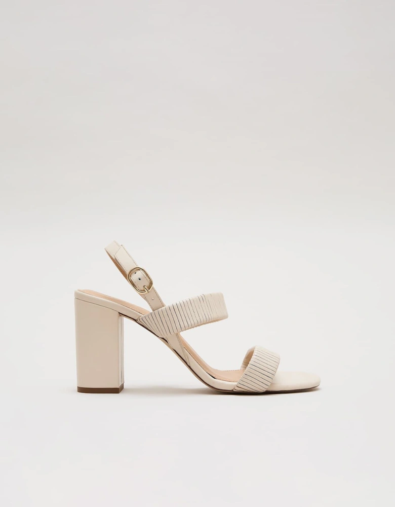 Leather Double Strap Block Heel Sandal