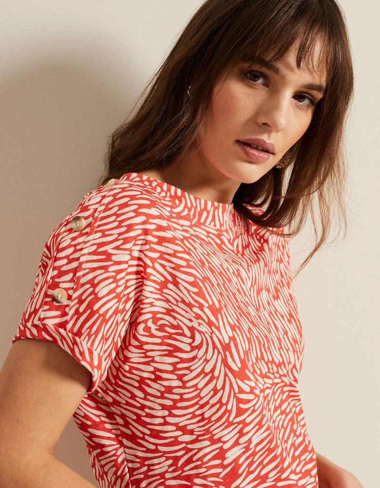 Suzie Button Detail Printed Top