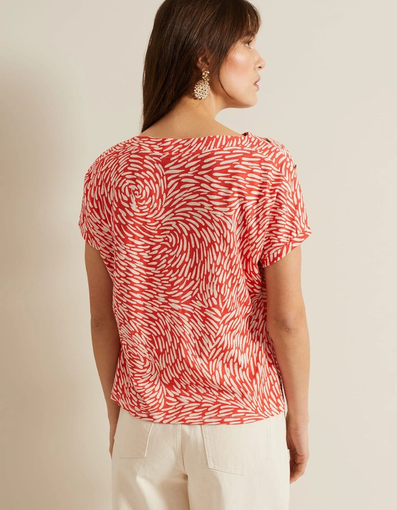 Suzie Button Detail Printed Top