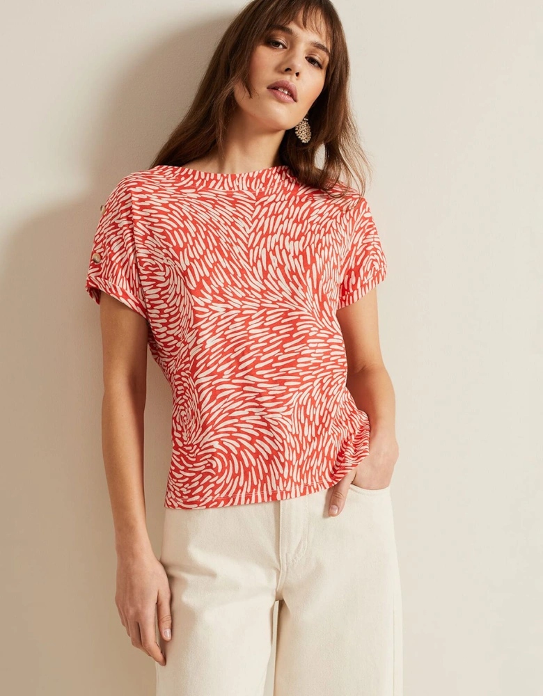 Suzie Button Detail Printed Top