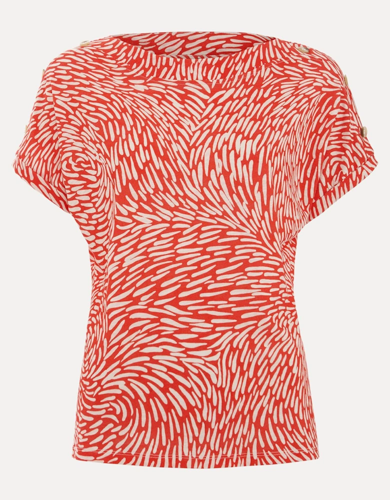 Suzie Button Detail Printed Top