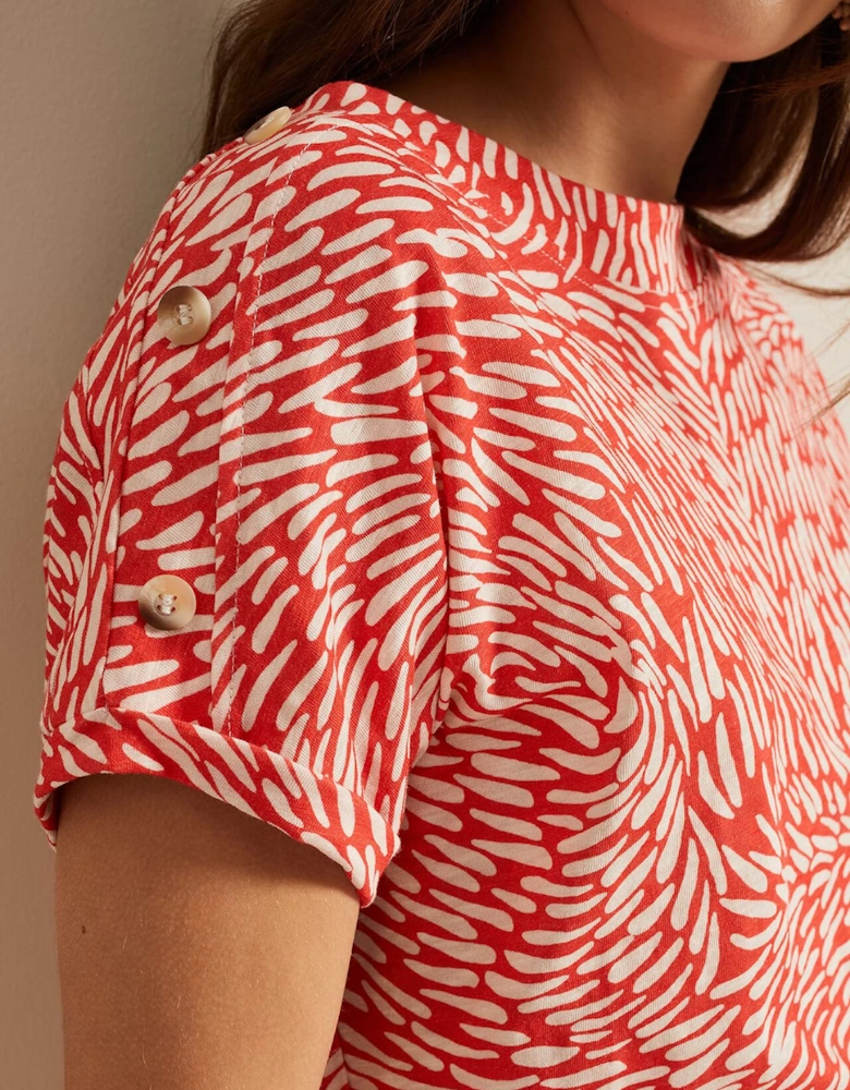 Suzie Button Detail Printed Top