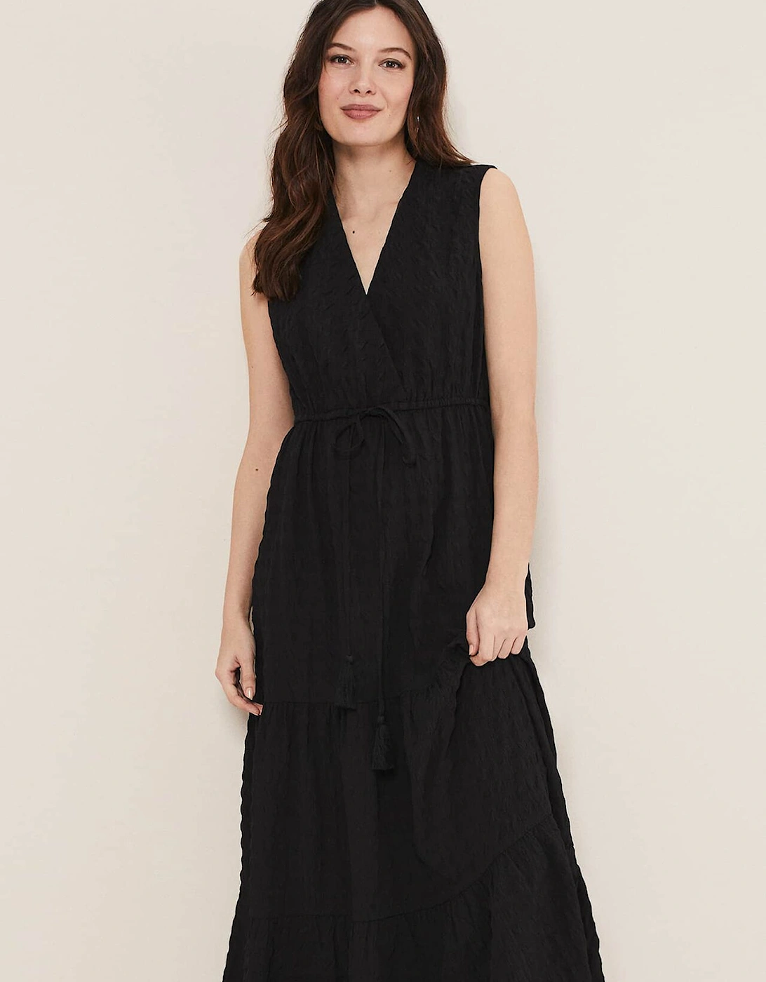 Anika Textured Sleeveless Midi Dress