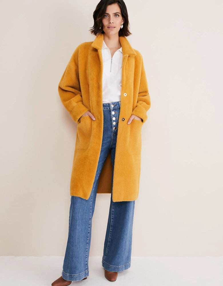 Maddie Balloon Sleeve Fluffy Knit Coat