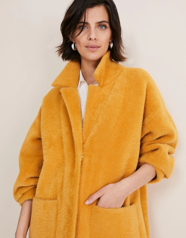 Maddie Balloon Sleeve Fluffy Knit Coat