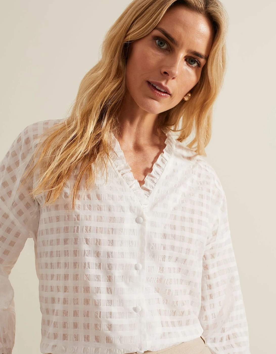 Tara Textured Frill Blouse, 7 of 6