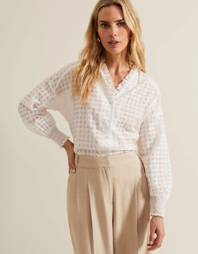 Tara Textured Frill Blouse